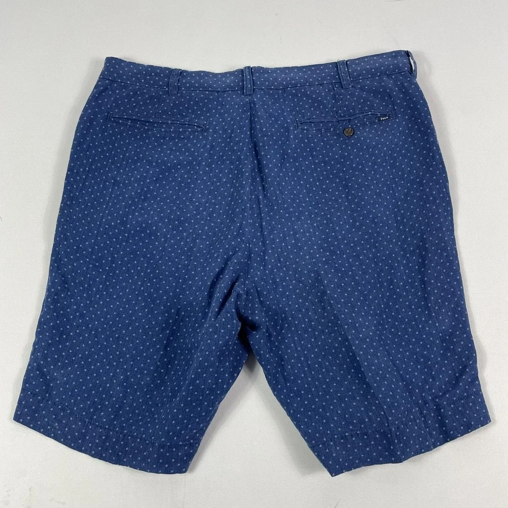 Polo Ralph Lauren Shorts Mens 36 Blue Cotton Dot Chino Classic Fit 9‎ Inseam